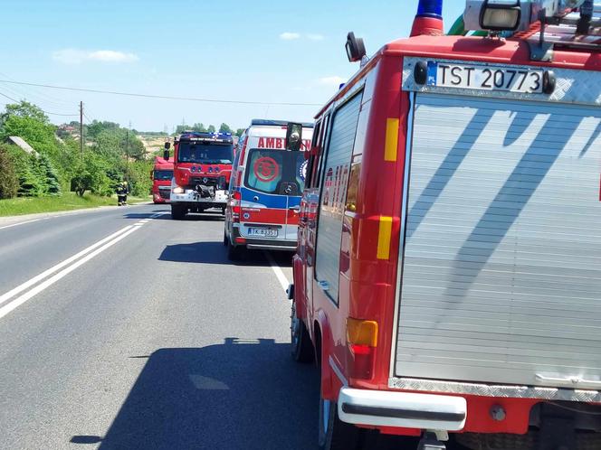 Wypadek na DK 42 w Parszowie. Auto wylądowało w rowie