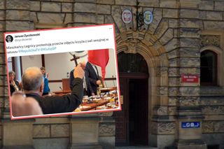 Awantura o krzyż w Legnicy. Przerwane obrady i oskarżenia o atak