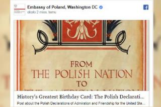 Kartka na urodziny USA podpisana przez 5,5 miliona Polaków