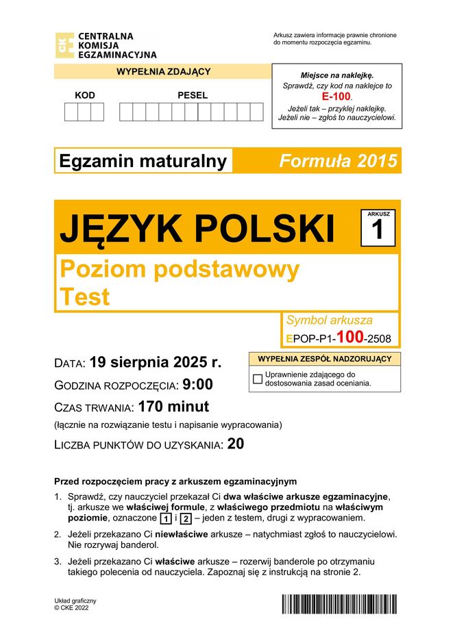 Matura 2025 FORMUŁA 2015