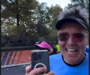 Katarzyna cichopek dopinguje męża na Maratonie Nowojorskim