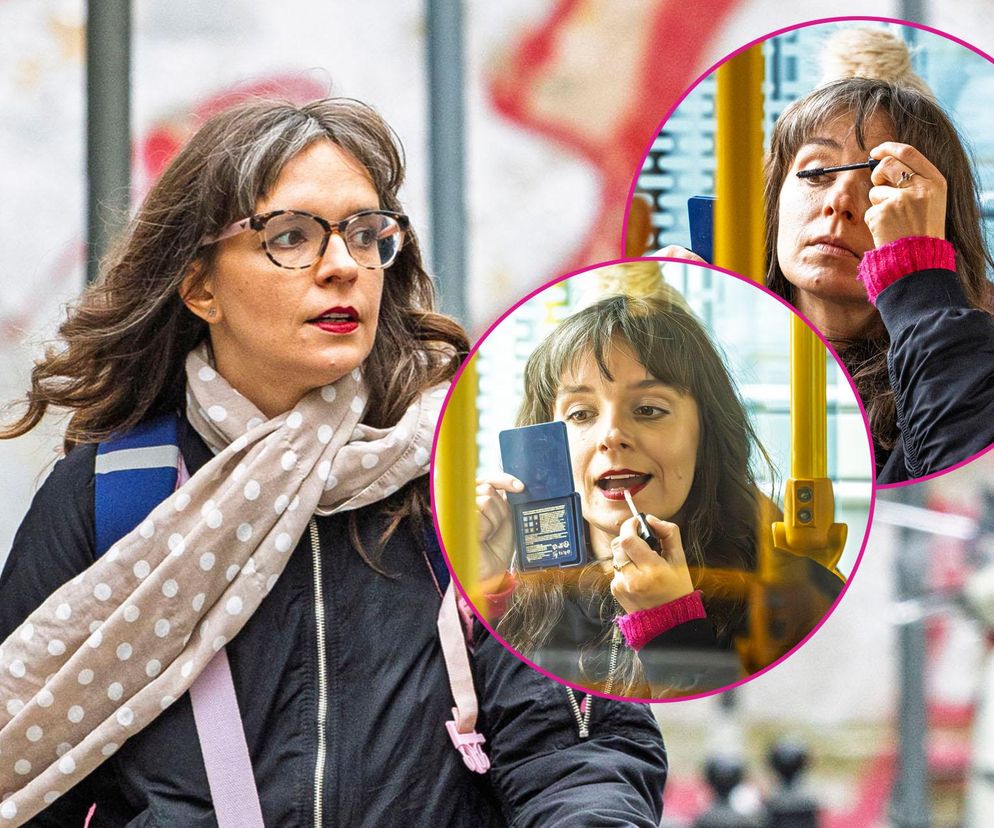 Jachira maluje się w tramwaju