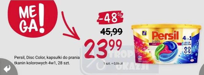 Kapsułki do prania tkanin kolorowych 4w1, Persil – 23,99 zł/28 szt. 