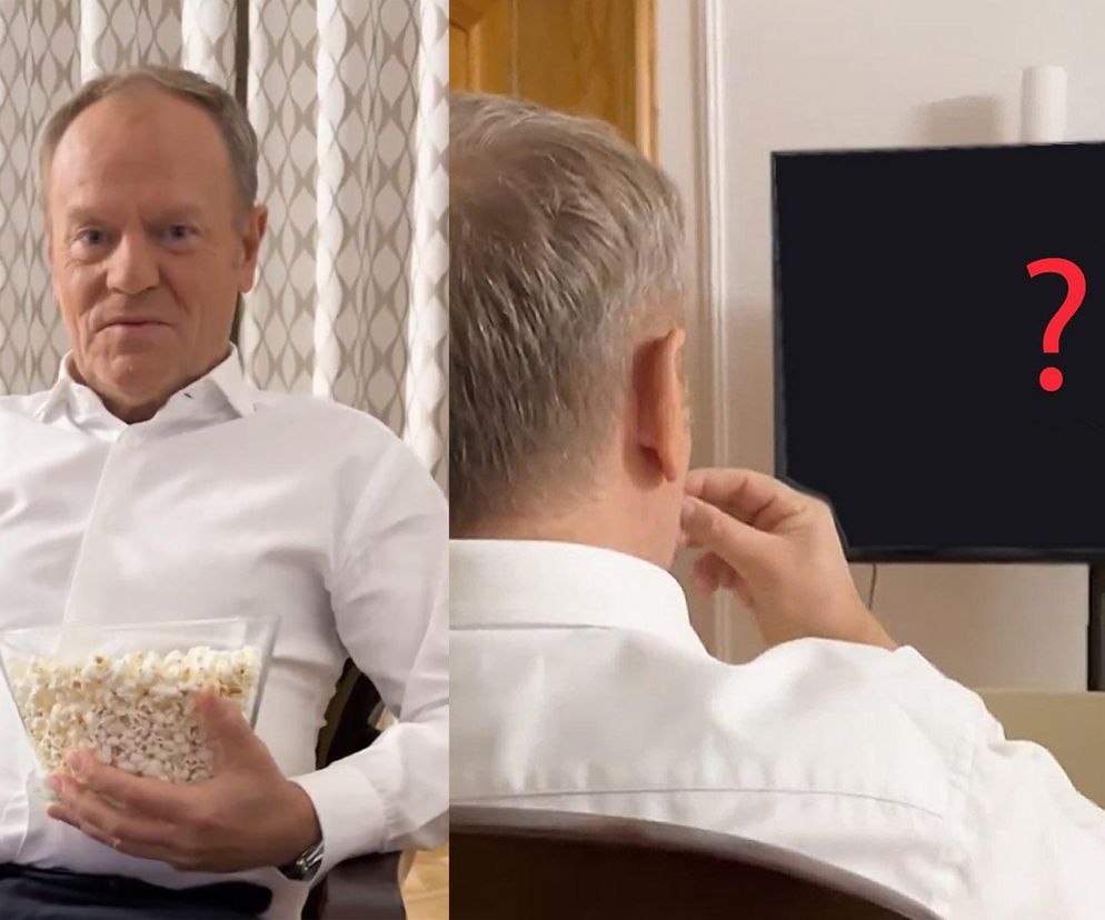 Premier Donald Tusk przed telewizorem