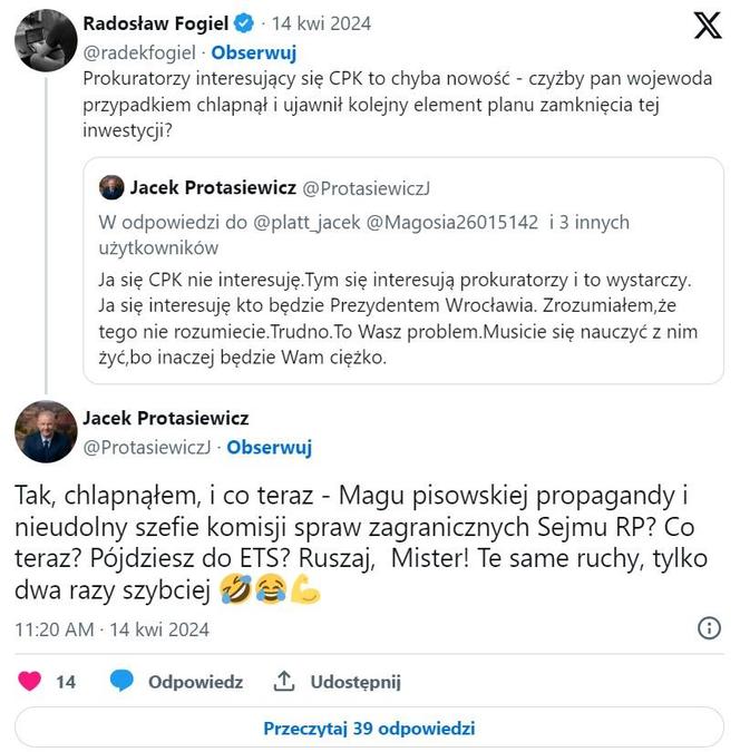 Jacek Protasiewicz szaleje na Twitterze