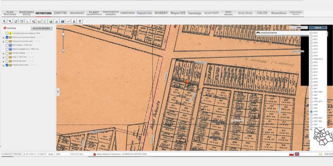 Mapa okolic dzisiejszego osiedla Służew nad Dolinką, 1935 r.