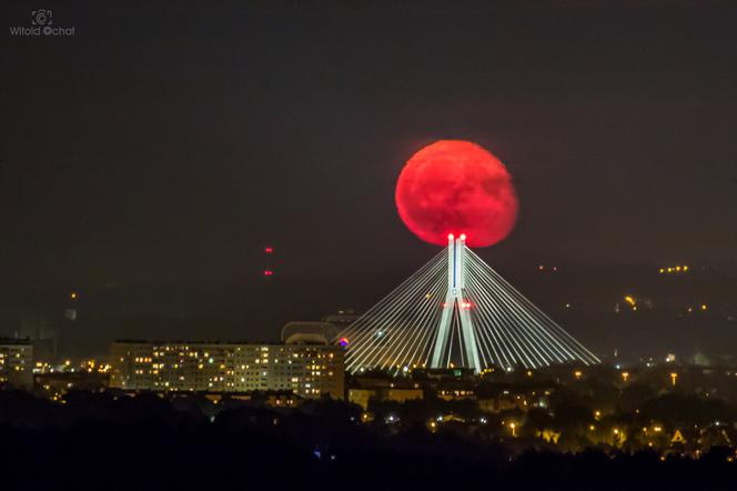 Wschód Księżyca na tle Mostu Mazowieckiego w Rzeszowie: Te zdjęcia są HITEM sieci