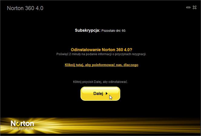 Polski Norton 360 4.0 - deinstalacja