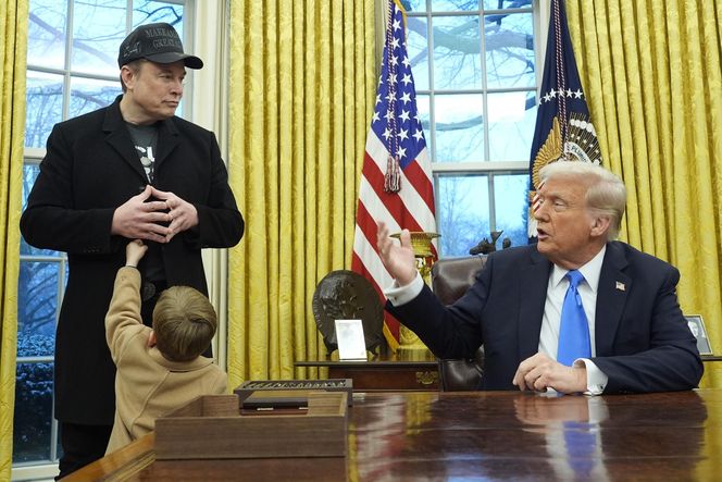 Elon Musk przychodzi z dzieckiem do pracy! Mina Trumpa jest bezcenna