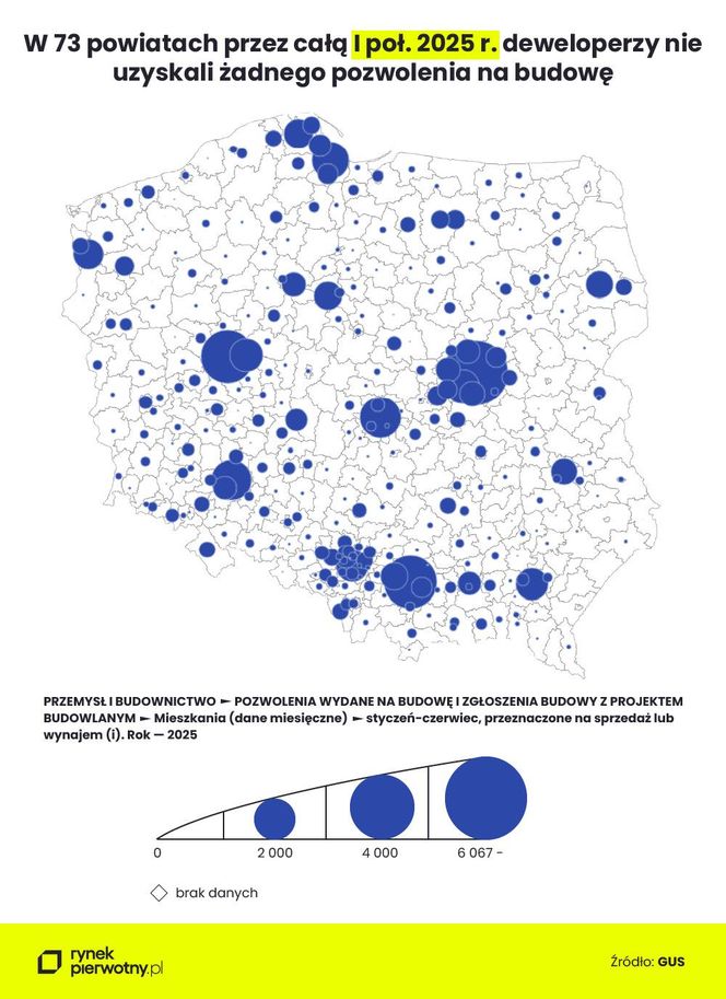 Białe plamy w woj. warmińsko-mazurskim. W tych powiatach deweloperzy nie budują nic!