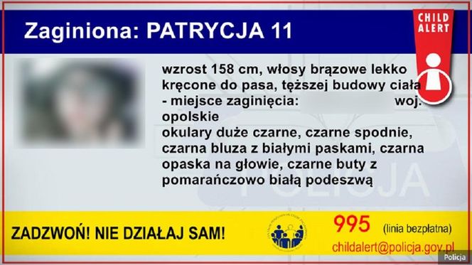 Child Alert odwołany. Dziewczynka odnaleziona
