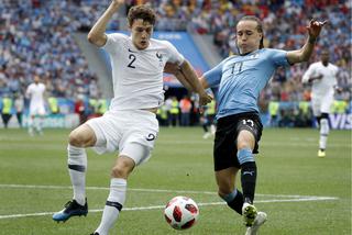 MŚ Rosja 2018. Ćwierćfinał: Urugwaj-Francja: Benjamin Pavard i  Diego Laxalt