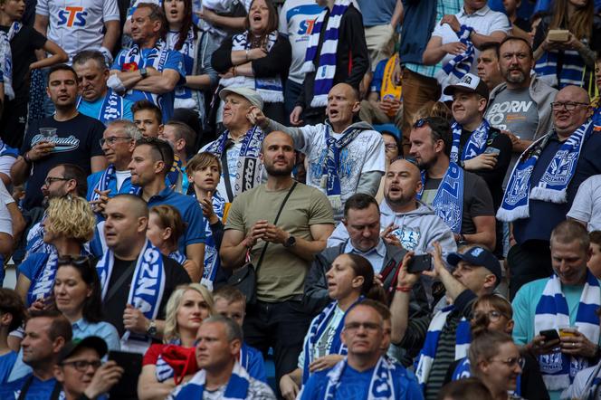 Kibice na meczu Lech Poznań - Jagiellonia Białystok. Kolejorz wypuścił z rąk zwycięstwo