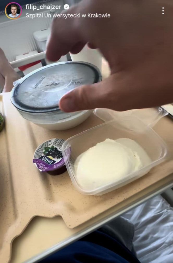 Filip Chajzer pokazał szpitalne jedzenie