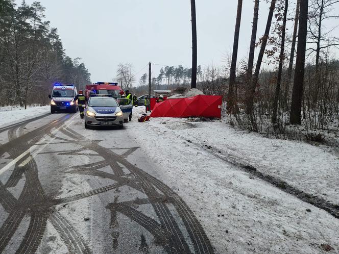 Śmiertelny wypadek w Lidzbarku. Bus uderzył w drzewo. Nie żyje młoda kobieta