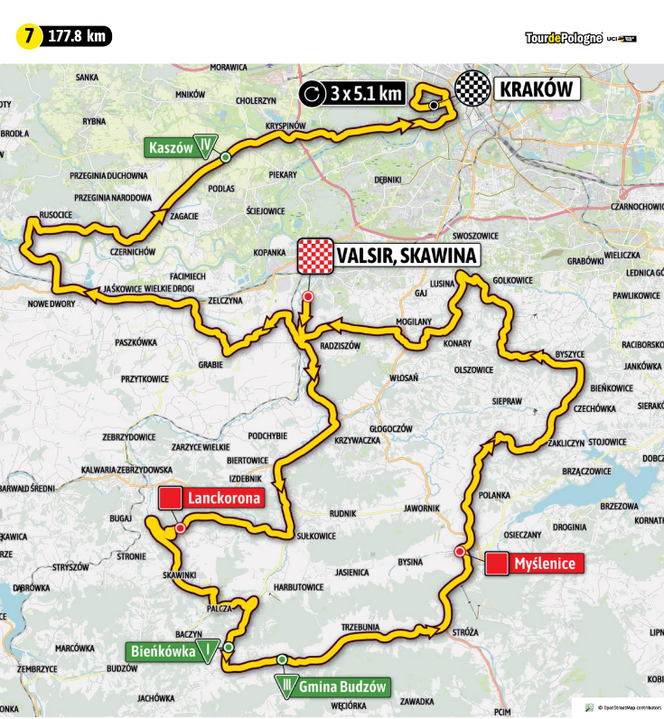 Mapa 7. etapu Tour de Pologne