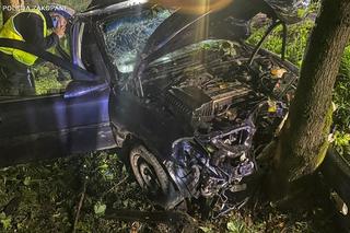 32-latek huknął oplem w drzewo. Rannego pasażera zostawił na pastwę losu