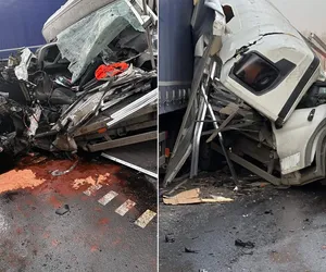 Ogromna kraksa w Dąbrowie Górniczej! Tir wjechał w busa, droga jest zablokowana