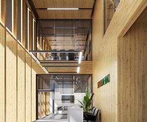 Drewniany biurowiec zaprojektowany przez APA Wojciechowski Architekci
