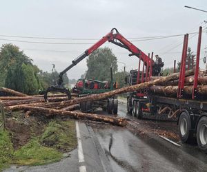 Wypadek w Mircu! Przewróciła się ciężarowka z drewnem, uszkodziła gazociąg