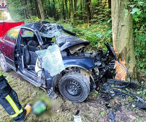Volkswagen roztrzaskał się na drzewie. 32-latek nie miał szans na przeżycie. Koszmarny wypadek na Lubelszczyźnie