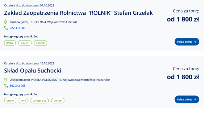 Ceny węgla ze strony cieplo.gov.pl
