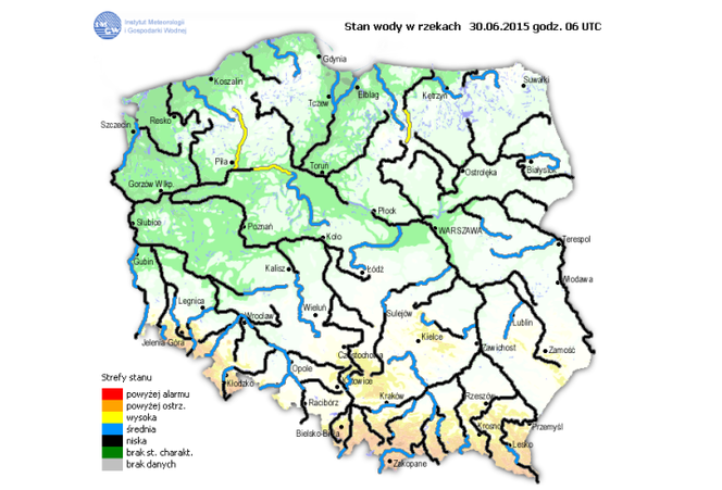 Aktualna sytuacja hydrologiczna w Polsce, 30.06 - 07.07