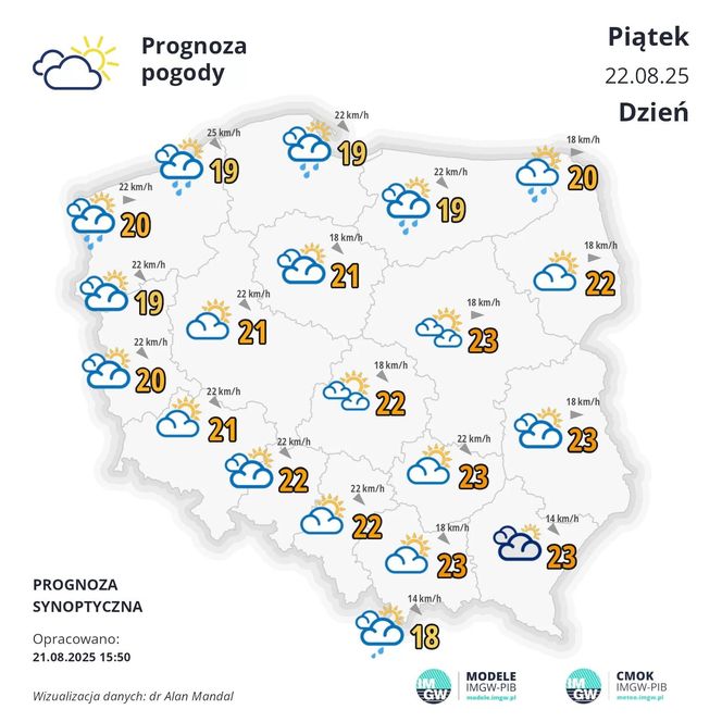 Pogoda IMGW na piątek 22 sierpnia