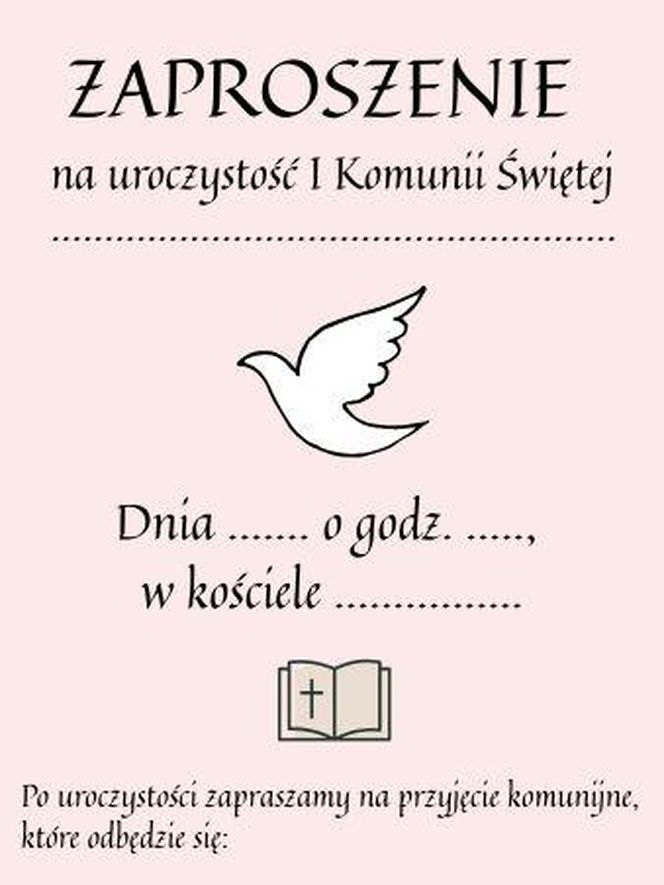 Zaproszenie na komunię 