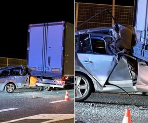 Wypadek na A2 pod Grodziskiem Mazowieckim. Skoda z rodziną z dziećmi wbiła się w tira