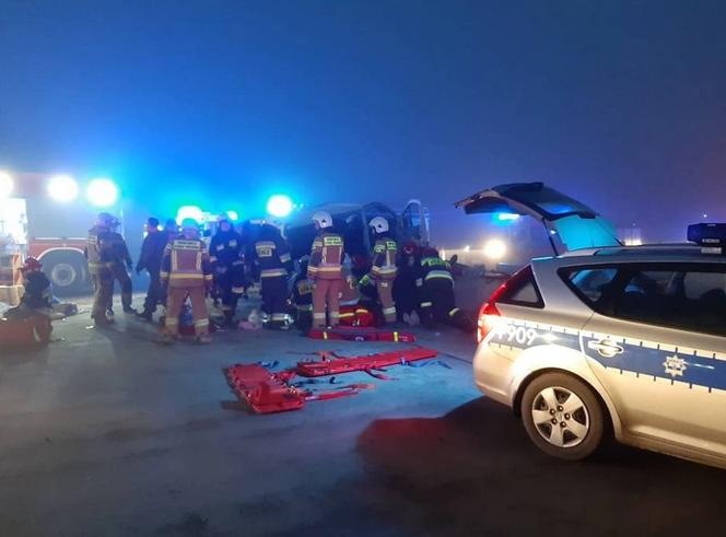 Kamieńsk: WYPADEK na "Gierkówce"! Bus UDERZYŁ w betonowe bariery, 5 osób RANNYCH! [FOTO]