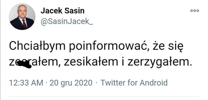 Fałszywe konto Jacka Sasina