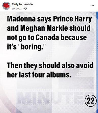 Kanadyjczycy odpowiadają Madonnie