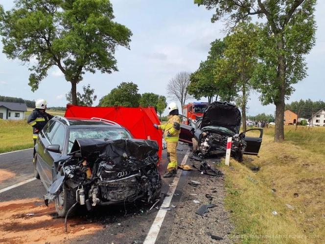 Tragiczny wypadek na DK 42. Zginęły dwie osoby. Wśród rannych są dzieci