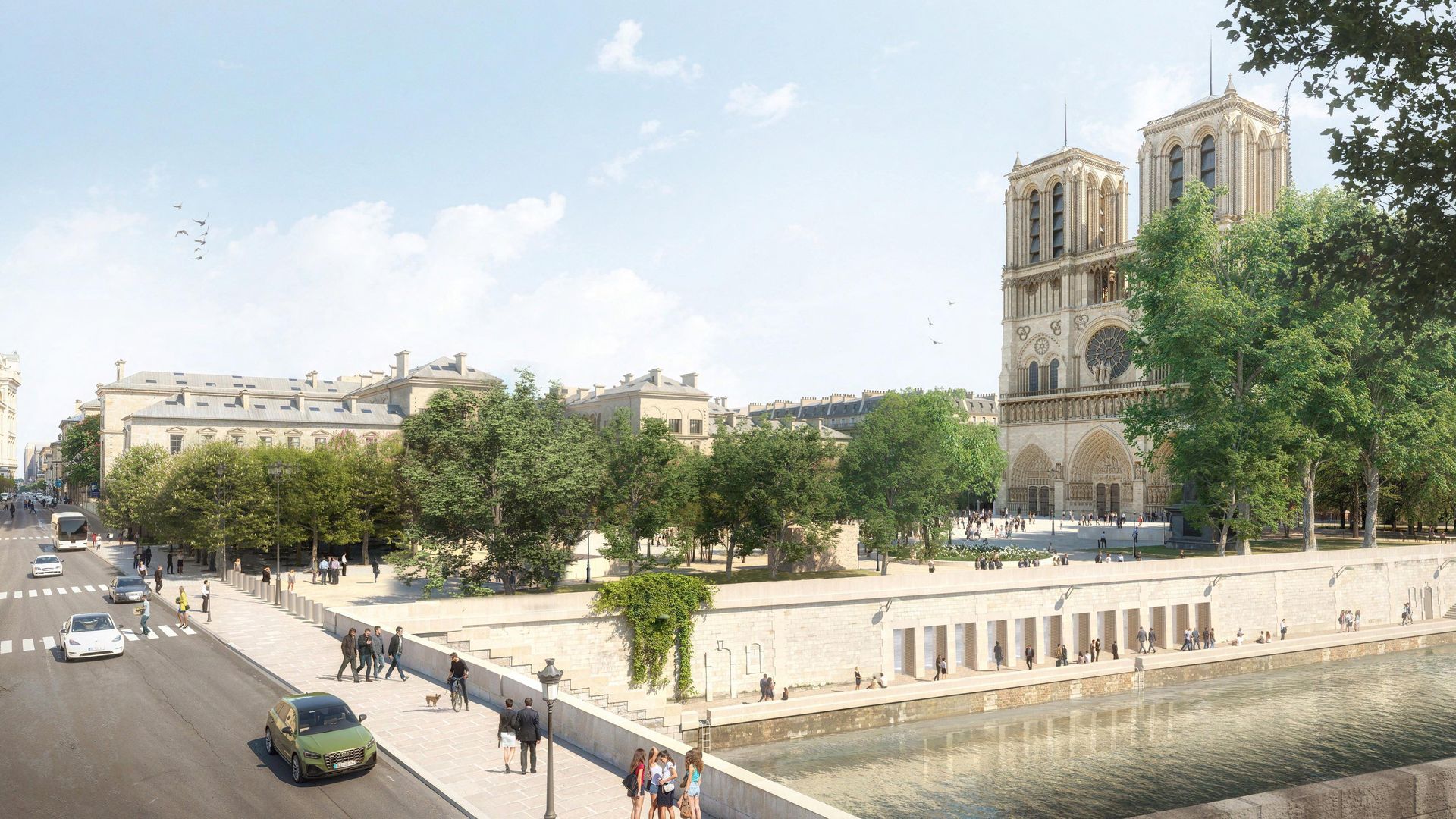 Projekt zagospodarowania przestrzeni Notre Dame po odbudowie