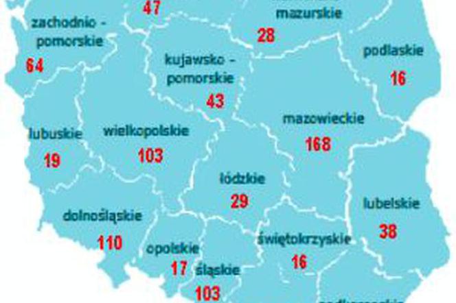 Bankructwa w Polsce według regionów