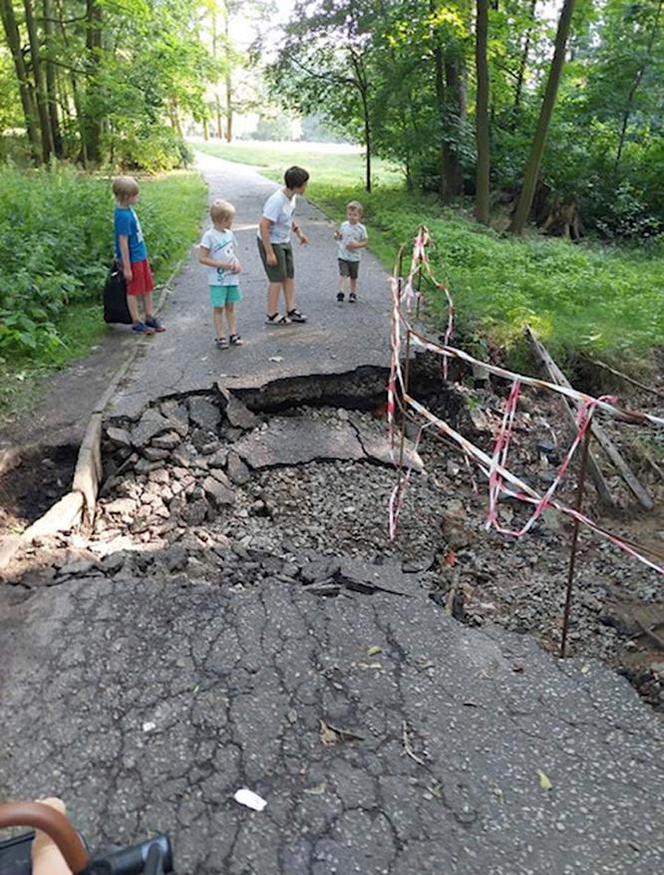 Wyrwa w Parku Julianowskim utrudnia życie mieszkańcom Łodzi