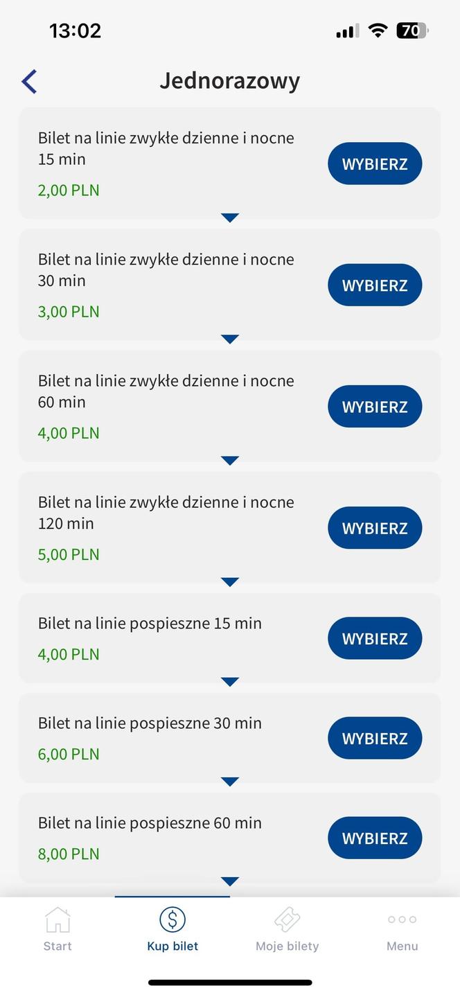 Mobilna Karta Miejska - screen aplikacji