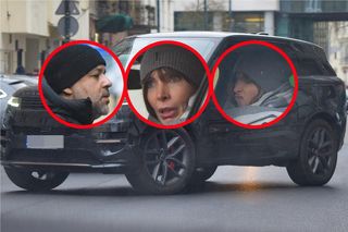 Agnieszka Dygant na ulicy stroi miny do ukochanego. Skrzywienie, smutek i zmieszanie