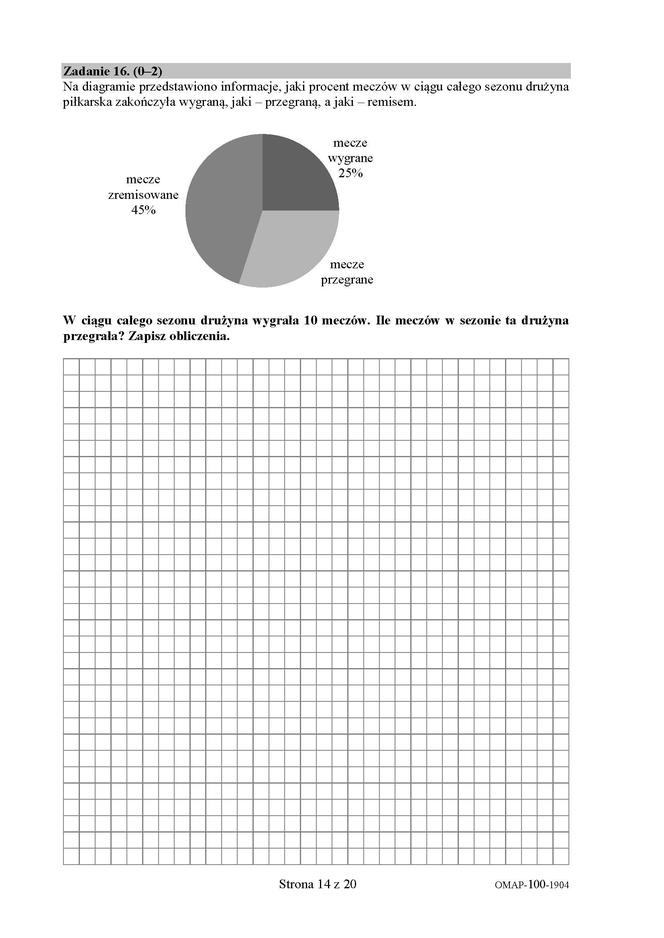 Egzamin ósmoklasisty 2019 - matematyka