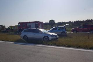 Wypadek na S7. Ciężko ranna osoba została zabrana śmigłowcem LPR do szpitala w Olsztynie [ZDJĘCIA]