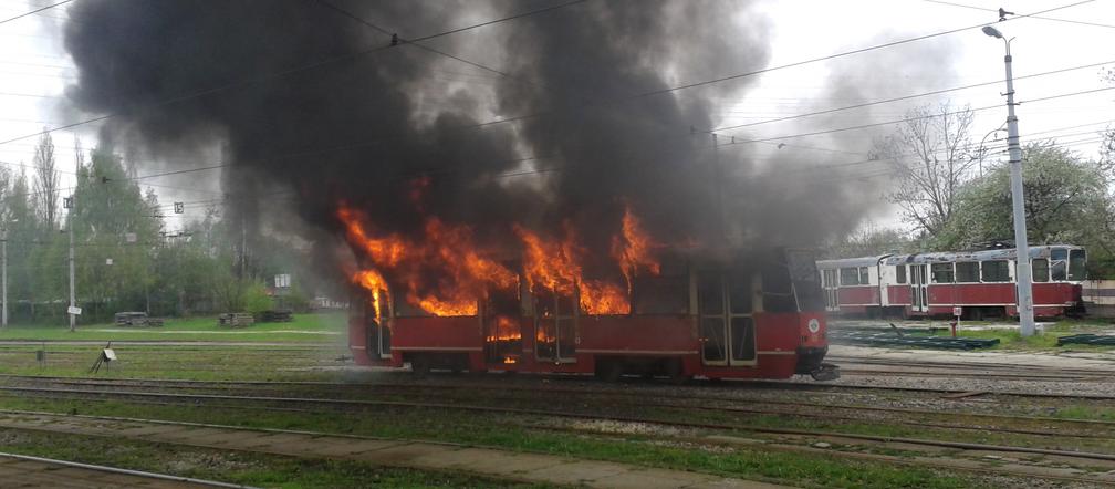 Pożar tramwaju w Chorzowie