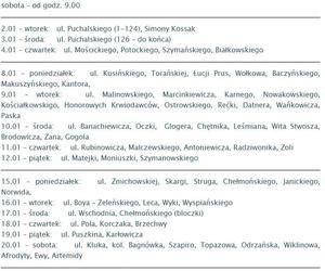 Harmonogram Kolędy w parafii pw. Zwiastowania NMP