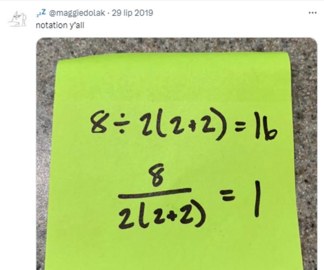 Ile to jest 8:2(2+2)? Równanie matematyczne namieszało wszystkim w mózgach