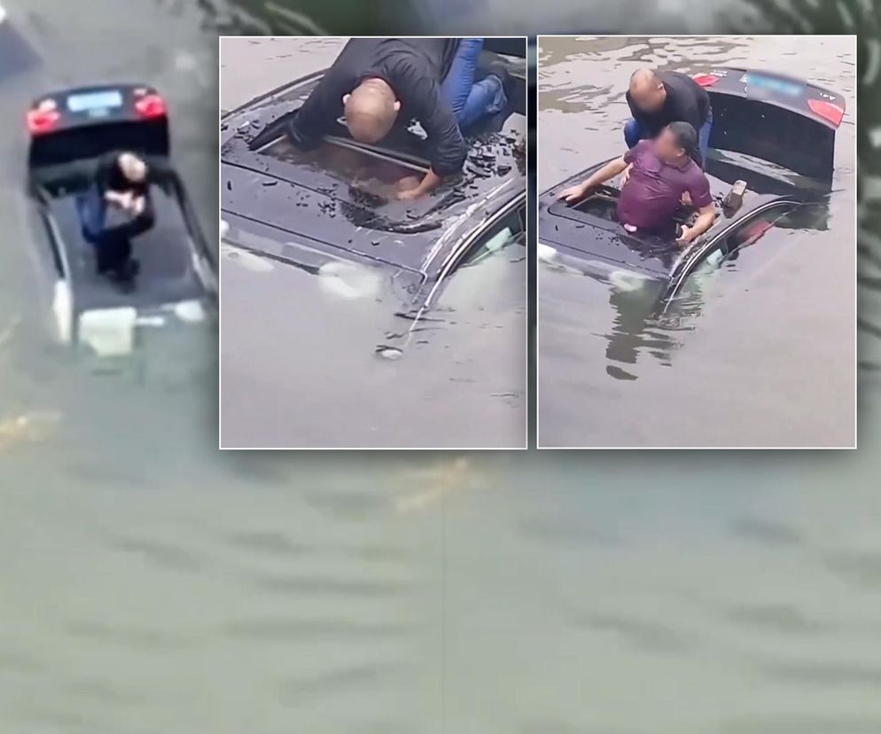 Bohater uratował mężczyznę z tonącego auta! Wideo trafiło do sieci