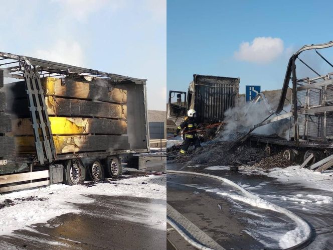 Wypadek i pożar na A4