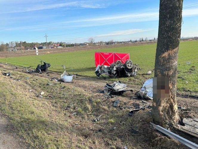 Tragiczny wypadek na DK 17. BMW roztrzaskało się na drzewie. 33-letni kierowca zginął na miejscu