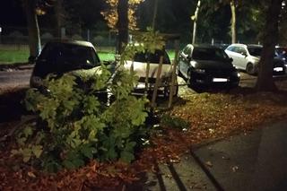 Silny wiatr w Toruniu. Kierowca samochodu miał dużo szczęścia