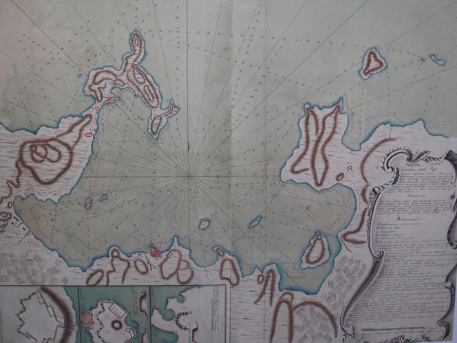 XVIII wieczna mapa Zatoki Naoussa z pami