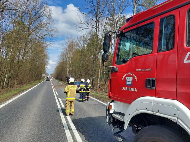 Pod Lubienią dachowało auto osobowe. Jedna osoba poszkodowana